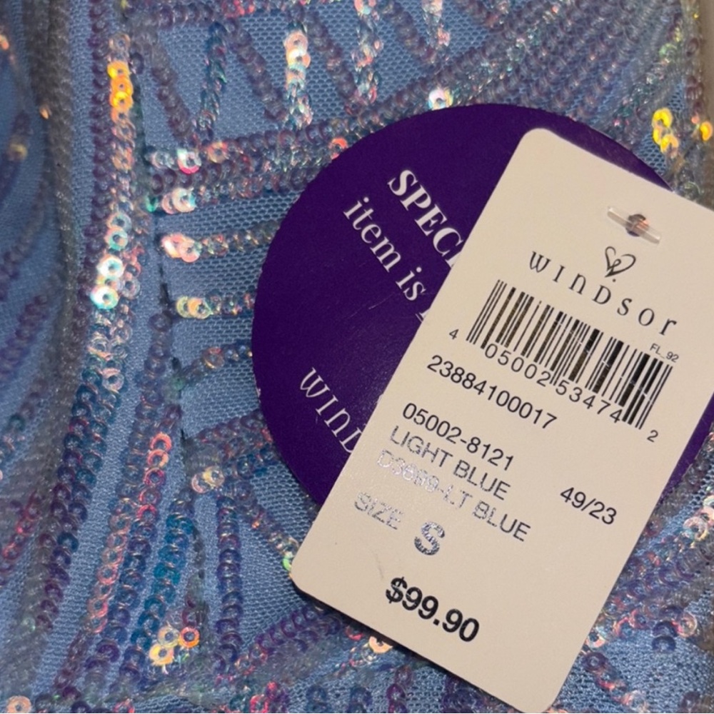 New Elegant Blue Sequin Dress 👗 Sz Small - Picture 5 of 5